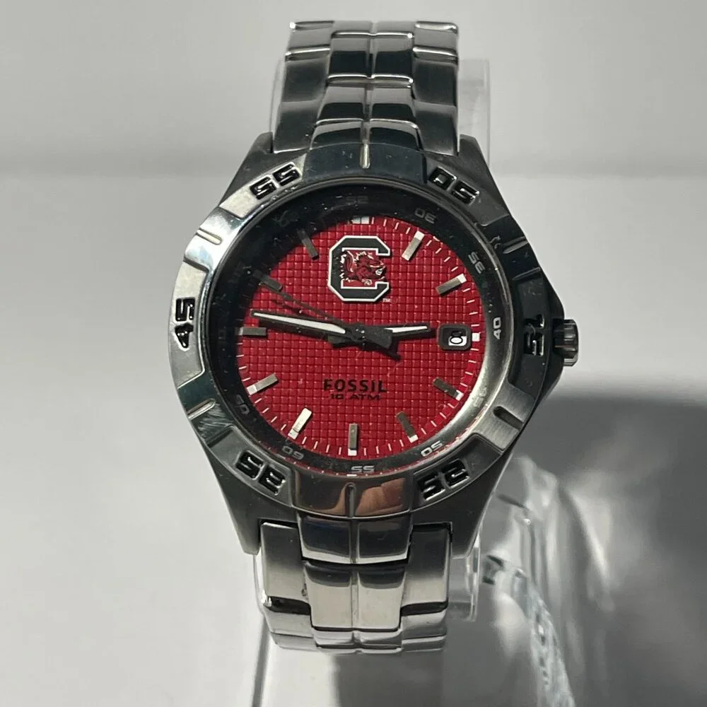 South Carolina Gamecocks NCAA Stainless-Steel Men's Watch by Fossil NEW (RARE)